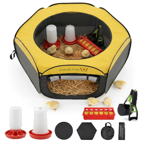 Chicken Brooder Box for Chicks, 6-in-1 Chick Starter Kit, 45" Large Chicken Brooder Pet Tent, Chick Coop for 10-15 Chicks with Feeder, Waterer & Cleaner, Indoor Chick Pen