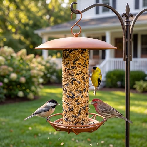 1 Pack Cylinder Bird Feeder Outdoor Seed Cake Feeder Hanging Metal Suet Cake Holder Backyard Wild Bird Feeding Feeders for Outdoors Garden(Brown) - color: Brown