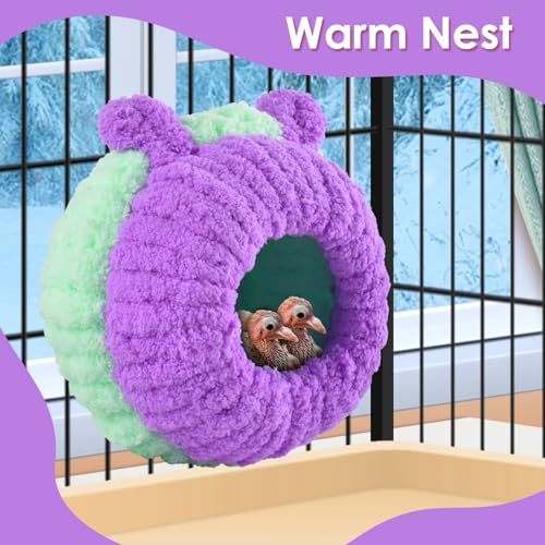 KATUMO Conure Nest, Bird Breeding Nest Cockatiel Snuggle Bed for Budgie, Parakeet, Cockatiel, Conure, Lovebird, Canary, Finch, Hamster, Small Pets - size: L (Lilac)