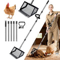 Chicken Coop Scoop (22 to 75") Chicken Coop Rake and Scoop with Grip 5 Section Extra Long Handle Chicken Pooper Scooper for Sand Metal Chicken Cleaning Tools Livestock Rake(Black) - color: Black