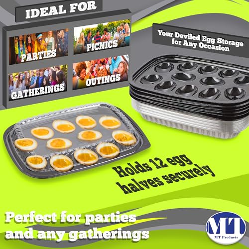MT Products Clear Deviled Egg Containers Holds 12 Eggs 10.2" x 7.4" x 1" - Durable Egg Platter Tray (Pack of 12) - Made in the USA - size: 10.2 x 7.4 x 1 in