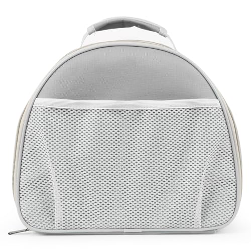Bird Travel Carrier Cage, with Stainless Steel Metal Window and Wood Perch, Portable Bag for Cockatiel Parakeet Conure Green Cheek Budgie (Grey, Steel Window) - color: Grey
