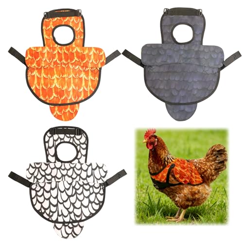 Chicken Saddle for Hens, Chicken Apron Back Protector for Hens with Adjustable Straps, Chicken Hen Mating Saddle for Poultry Feather Protection, Easy to Wear 3PCS