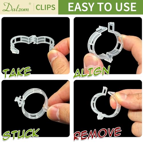 Dalzom® 300Pcs Tomato Clips, Plastic Trellis Clips Plant Support Clips, Plant Clips for Support, Grape Vine, Tomato Vine, Vegetables Plants, Garden Clips to Grow Upright Makes Plants Healthier - color: Translucent