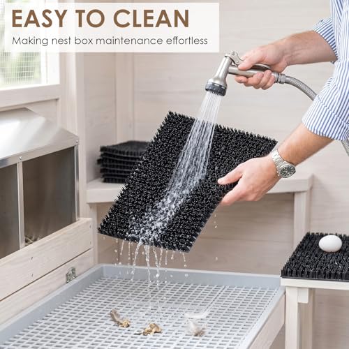 16 Pcs Washable Chicken Nesting Pads Bulk 11.8''x13.8'' Reusable Chicken Laying Pads for Coop Bedding Ultra Soft Artificial Nesting Box Pad for Pets, Garden Outdoor(Black) - color: Black