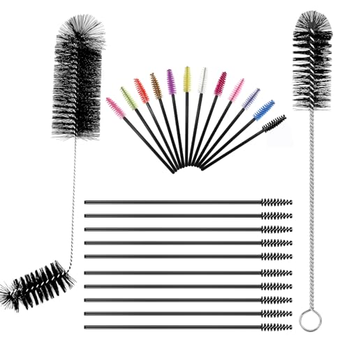 17 Pieces 4 Size Hummingbird Feeder Cleaning Brush Mini Nylon Tube Brush Set Double Headed Hummingbird Brush Cleaner 2 in 1 Hummingbird Brush Kit for Bottles, Tubes, Jars, Bird Feeder (Black) - color: Black
