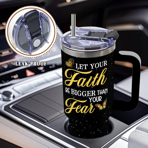 DUUV Faith over Fear Tumbler 40oz, Insulated Christian Gifts for Women Man | Lion Cross Tumbler Leakproof, Religious Inspirational Gift for Man Son, Let Your Faith Be Bigger Than Your Fear, 1 Pack - color: Lion Faith