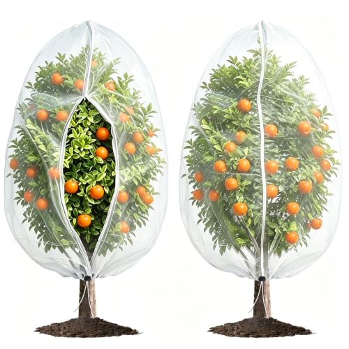 Bird Netting for Garden Protection, 2 Pack 7.21Ft x 5.9Ft Garden Netting | Reusable Fruit Tree Netting, Blueberry Netting, Fine Mesh with Zipper, Drawstring & Lock Buckle, Keeps Birds & Insects Away - size: 2 Pack 7.21Ft x 5.9Ft