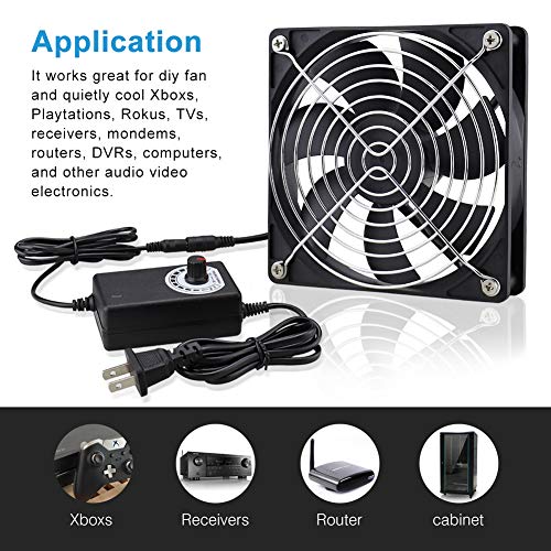 Wathai 120mm x 25mm AC Powered Computer Fan AC 110V 120V Speed Controller | Dual Ball 3000RPM High Speed Fan Variable Speed Controller for Biltong Box Greenhouse Receiver Amplifier Xbox DVR Cooling - size: 120mm