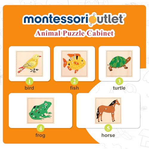 MONTESSORI OUTLET Animal Puzzle Cabinet for 3-6 Years Montessori Education at School and Home - color: Animal Cabinet
