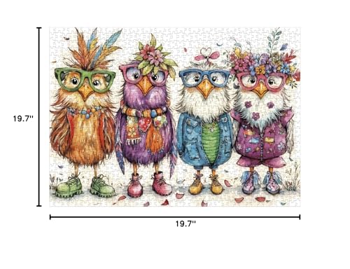 Colorful Chicken Puzzles for Adults 1000 Pieces, Funny Pretty Bird Jigsaw Puzzles, Cute Animal Art Puzzles - color: Stylish Chicks