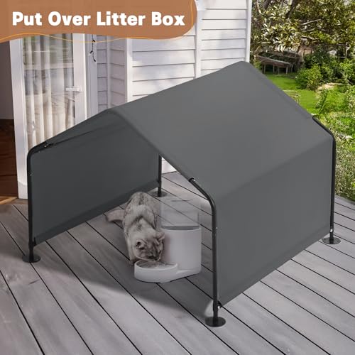 Dog Shade Shelter Outdoor 4'x4'x3' Tent for Large Medium Dogs, Outside Sun Rain Canopy Pet House for Livestock Pigs Cats with Waterproof Roof Ground Nails,Dark Gray - color: Dark Grey
