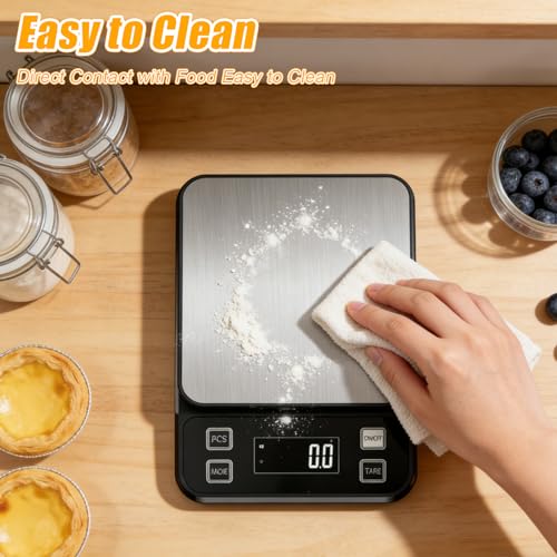 Waterproof Kitchen Scale, 10kg/22lb Food Scale Precisely Measures Grams and Ounces for Baking and Cooking, Stainless Stee Digital Scale with Backlight for Food - style: Rechargeable / 22lbs