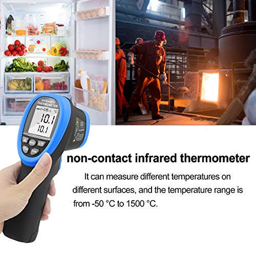 Pyrometer High Temp Thermometer-58℉~2732℉ Non Contact Laser Gun | Dual Laser 30:1Non-Contact Industrial Temperature Gun ,Adjustable emissivity 0.1-1.0 ,Hi/Lo Temp Alarm,Flashlight - color: AP-2732 Blue