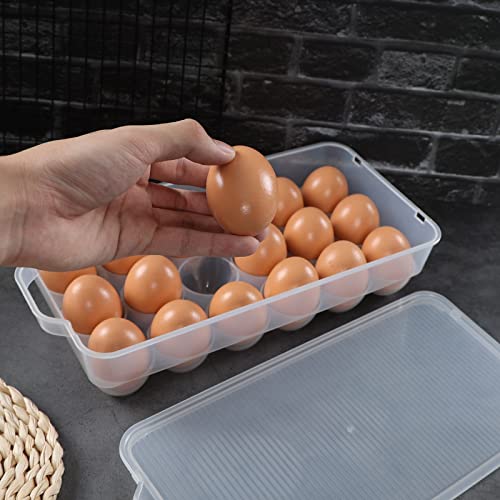 Plastic 18 Egg Holder with Lid, Refrigerator Egg Storage Container, Pack of 4