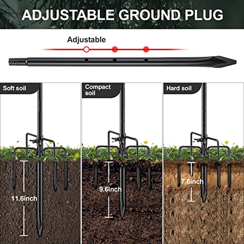 Bird Feeder Pole, 46 Inch & 5/8 Inch Diameter Stainless Steel Heavy Duty Shepherds Hooks for Outdoor to Hang Outdoor Lights with 5 Prongs Base, Rustproof for Garden Decor or Wedding Decors(Black) - color: Black, size: 46inch
