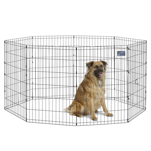 Midwest 36-Inch Exercise Pen, No Door, 16 Sq Ft Play Area | for Indoor and Outdoor Use, No Door Design for Maximum Security, Easy to Set Up, Foldable Playpen - color: Black No Door, size: 36" H