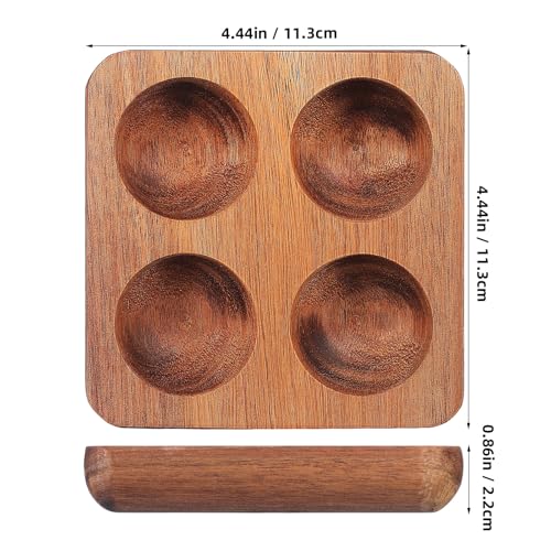 Gatuida Acacia Egg Tray 4 Slots Holder Wooden Egg Rack for Kitchen Countertop Refrigerator Storage Chicken Display Plate for Home Dining Table Organizer