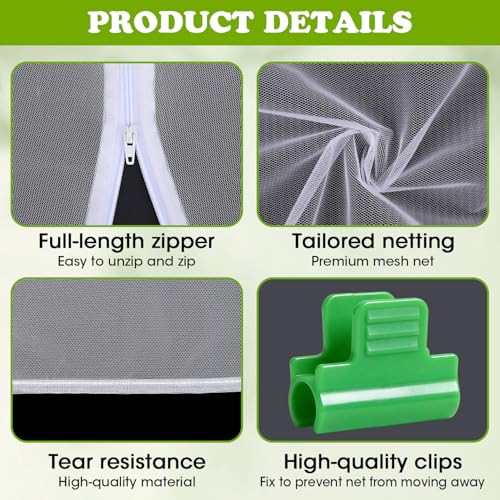 3Pack Garden Bird Netting Plant Cover for Square Tomato Cage,59"x17.7" Insect Bird Barrier Tomato Cage Net with Zipper&12pcs Clips,Tomato Trellis Netting Protection Mesh Cover for Protecting Plants - color: Netting Plant Cover-59"x17.7"-Transparent