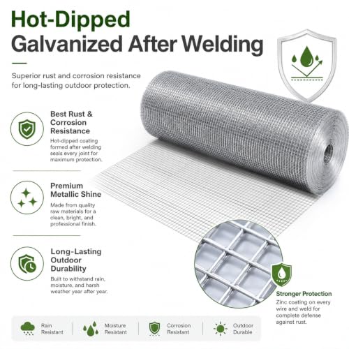 Hardware Cloth 1/2 in. x 4 ft. x 100 ft. 19-Gauge | Wire Mesh Roll, Chicken Wire Fencing, Gopher Wire, Garden Fencing, Chicken Wire Fence Roll, Tree Guard - size: 1/2'' x 48'' x 100'