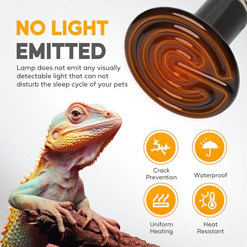 HealSmart 150W Reptile Heat Lamp Ceramic Heat Emitter, No Light Emitting Heat Bulbs, Suitable for Snake/Lizard/Spider, Plant Growth and Incubating Chicken, 2-Pack - size: 150W, style: 2 Pack