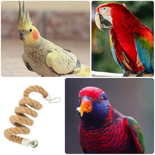 Ipetboom Bird Rope Perch Parrot Rope Toy for Bird Cages 39.37in Climbing Toys for Birds with Stable Clips Hanging Accessories for Play Exercise and Cage Decoration