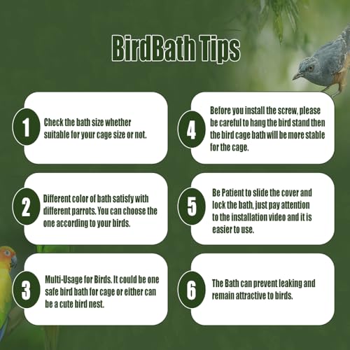 Bird Bath for Cage, Cleaning Pet Supplies Cockatiel Bird Bathtub with Hanging Hooks for Little Bird Parrots Spacious Parakeets Portable Shower for Most Birdcage(Blue) - color: blue