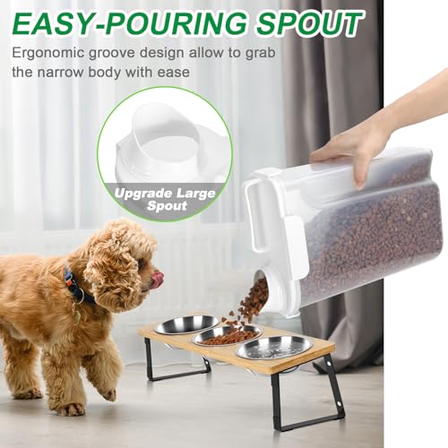 TBMax Dog Food Storage Container 5-7 lbs, Airtight Cat Food Container with Larger Spout & Measuring Cup, Portable Pet Food Storage Dispenser for Small Animal Kibble Storage, Bird Seed Container - color: White, size: 6 Qt