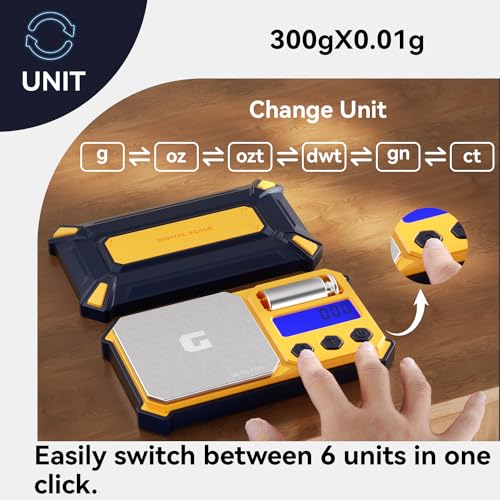 GRAM PRES Digital Pocket Gram Scale 300g x 0.01g Accuracy, Small High | Precision Portable Scale Digital Weight Grams and Oz for Jewelry,Diamond，Arrows, Powders and Medicine,with 50g Cal Weights