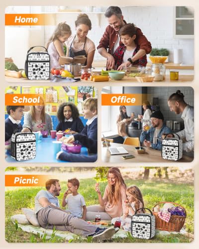 Lunch Box Girls Boys Insulated Lunch Bag for Kids Teen, Soccer Bow | Reusable Lunchbox, Cooler Tote Bag, Mesh Side Pocket, Easy to Clean, Waterproof Leak-Proof Lining for School Office Picnic - color: Soccer Bow