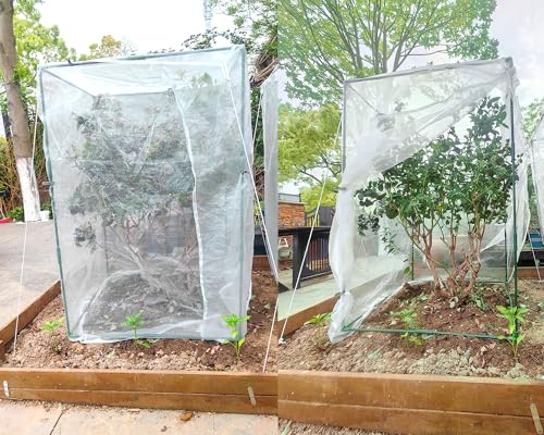 25"x25"x34" Ultra Fine Mesh Garden Netting with Frame, Pest Insect Barrier | Heavy Duty Quick-Open Plant Protection Cover with Clips for Tomato, Blueberry Bushe, Fruit Tree, Bug Bird Animal Pest Barrier - size: 25x25x34"