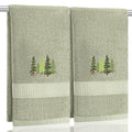 SmoothNovelty 2 Pcs Forest Hand Towels Gray Green Bathroom Decor 14x29 Inch | Embroidered Bathroom Hand Towels, 100% Cotton, Soft Absorbent, Green Tree Bathroom Kitchen Decor - style: Forest