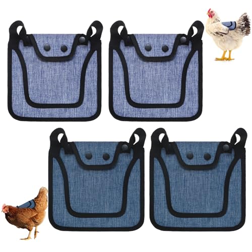 M METERXITY 4-Pack Premium Chicken Saddle, 25.4cm/10" Hens Saddle with Adjustable Strap Birds Feather Protector for Back and Sides Poultry Saver for Hens and Roosters [Blue,Purple Each 2] - color: Blue,Purple