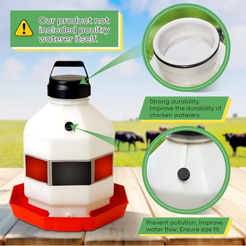 Poultry Fountain Renewal Waterer Part, 10 Replacement Cap,4 O Ring,Black | Compatible with Miller PPF3/PPF5/PPF7,Compatible with Farm-Tuff 3/5/7 Gallon Poultry Founts - color: Black