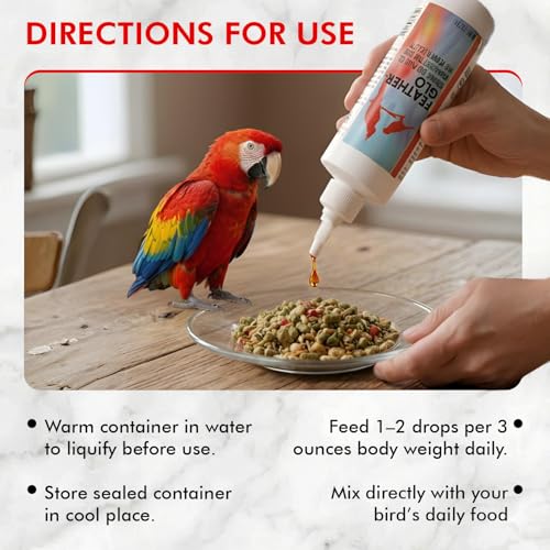 Morning Bird Feather Glo 4 oz – Cold Pressed Red Palm Oil - Natural Vitamin A & E Supplement for Birds – Supports Feather Shine, Skin Health & Immunity – Vitamin & Energy Boost for All Bird Types | A & E Vitamin Supplement for All Birds – Supports Feather