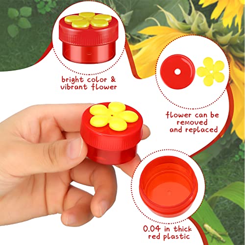 8 Pcs Hummingbird Feeder Handheld Window Flower Mini Hand Held Hummingbird Ring Feeders Wild Bird for Outdoors Backyard Birdwatcher Gifts Supplies(Red Bottom) - color: Red Bottom