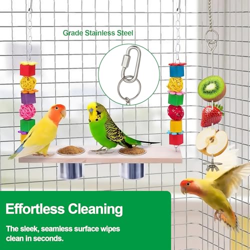 2 Pcs Chain Clauses Bird Cage Food Holder Stainless Steel Parrot Fruit & Vegetable Skewer Hanging Foraging Toy for Parakeets, Budgies, Macaws - size: Chain Clauses 2 Pcs