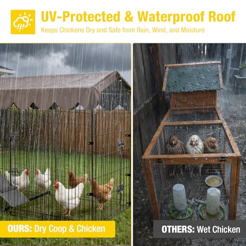 Aivituvin Chicken Coop with Wheels Mobile Hen House Poultry Cage for 2-4 Chickens with Metal Run and Nesting Box 79" L - color: Grey, size: 81.9"L x 28.9"W x 43.6"H