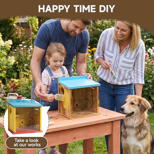 Wooden Squirrel House for Outside, Squirrel Nesting Box, Easy Assembly Squirrel Houses for Outside Nesting, Outside Nesting, Chipmunk Houses, Outdoor Squirrel Box for Backyard Wildlife