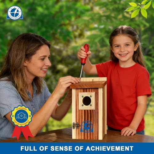 SISTERBIRD Premium Bluebird Houses for Outside, Bird Houses for Outside Suitable for Garden Decoration, Wooden Bird House, Blue Bird Houses for Outdoors Gift, Assembly Required - color: Light Toast & Copper-colored -- 1PK