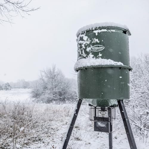 Wildgame Innovations Quick-Set Pro 270lb Game Feeder | Digital timer durable Varmint-Proof tripod Corn/Pellet deer hunting feeder, 1-6 available feed times & 50-feet radius