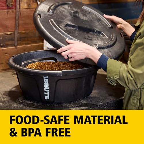 Rubbermaid Commercial Products BRUTE 6-Gallon Feed Storage Container with Rodent-Proof EDGELOCK Lid, RigidCell Construction, Stackable & Nestable, Made in USA - size: 6 Gal, style: Feed Storage Bin