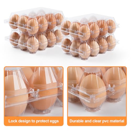 100 Pack Egg Cartons Cheap Bulk,Plastic Egg Carton 3x4 Grids | 12 Count Clear Egg Cartons, Reusable Egg Holder Egg Trays for Family, Chicken Farm, Markets Display - Medium Egg Container - size: 3X4-100PCS