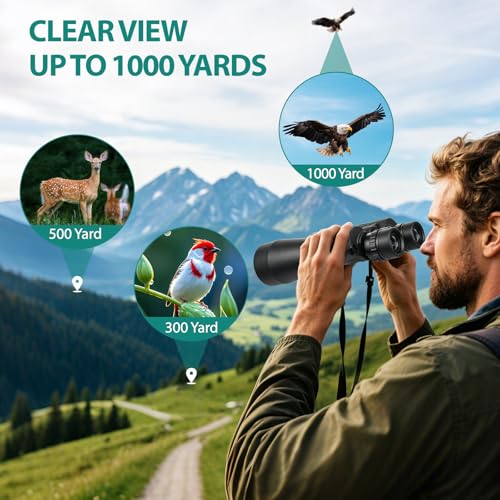 12-36x60 Zoom Binoculars for Adults High Power, Low Light Night Vision, BAK4 Prism with FMC Lens, Waterpoof, HD Professional Binoculars for for Bird Watching Hunting Travel Concerts & Sports - size: Black(12-36X60)