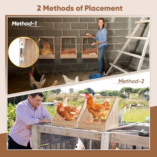 2 Pack Chicken Nesting Box, Wooden Chicken Coop, Chicken Coop Accessories, Chicken Laying Nest Box for Poultry Farm, Poultry Nesting Boxes with Nest Box Pads