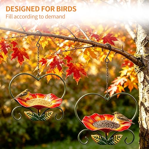 Hanging Bird Bath Hanging Bird-Feeder,Outdoor Metal Bird Feeder,Bird Bath with Chains, Hanging Bird Feeders for Outdoors,Hanging Bird Water & Feeder Bowl,Bird Water Bowl for Garden Yard Decor