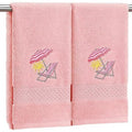SmoothNovelty 2 Pcs Beach Chair Hand Towels Pink Bathroom Decor 14x29 Inch | Embroidered Pink Bathroom Hand Towels, 100% Cotton, Soft Absorbent, Summer Beach Coastal Theme Bathroom Kitchen Decor - style: Cute Beach Chair
