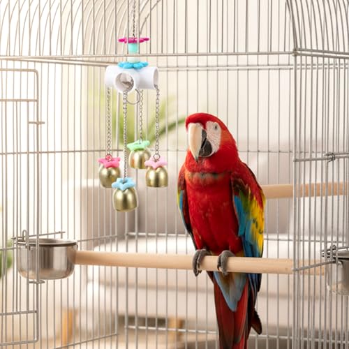 Parrot Bell Toys Bird Parrot Cage Hanging Bells Toys for Budgie, Cockatiels, Conures, and Lovebirds
