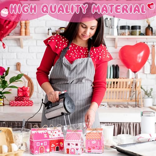 Zhanmai 48 Pcs Valentine's Day Treat Boxes Candy Mini Red Pink Heart House Favor Box Valentine's Day Party Paperboard Gift Boxes for Holiday Party Treat Cookie Goodie Snack Gift Packaging - style: Valentine Day