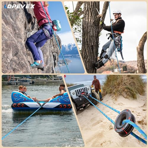 1/2 Inch Static Climbing Rope (150 Ft) - 9000lbs High Strength Arborist Bull Rope for Tree Work, Safety Rigging & Rappelling - 48 Strand Core, Blue - size: 1/2in x 150ft, style: Blue